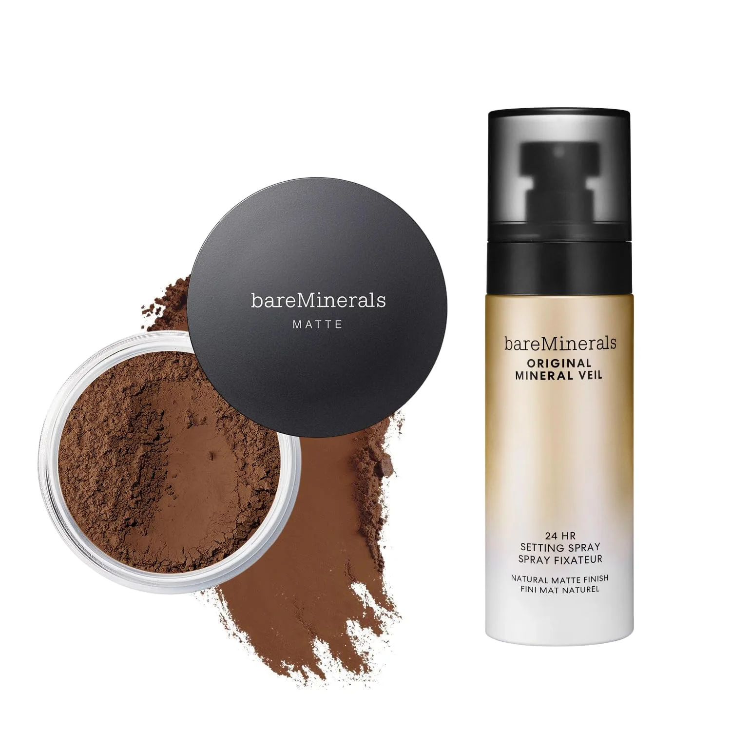 bareMinerals Original Matte Loose Powder Foundation SPF 15, минеральная пудра для лица, покрытие от легкого до полного, матирует, без талька, некомедогенная + Mineral Veil Natural Matte Setting Spray