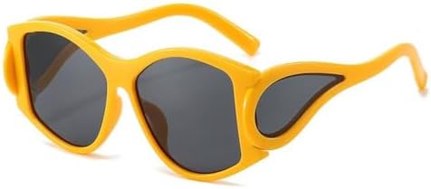 

Панк-солнцезащитные очки для мужчин, большие солнцезащитные очки «кошачий глаз» для женщин, солнцезащитные очки в стиле стимпанк, модные очки неправильной формы MTZJH, C3yellowgray