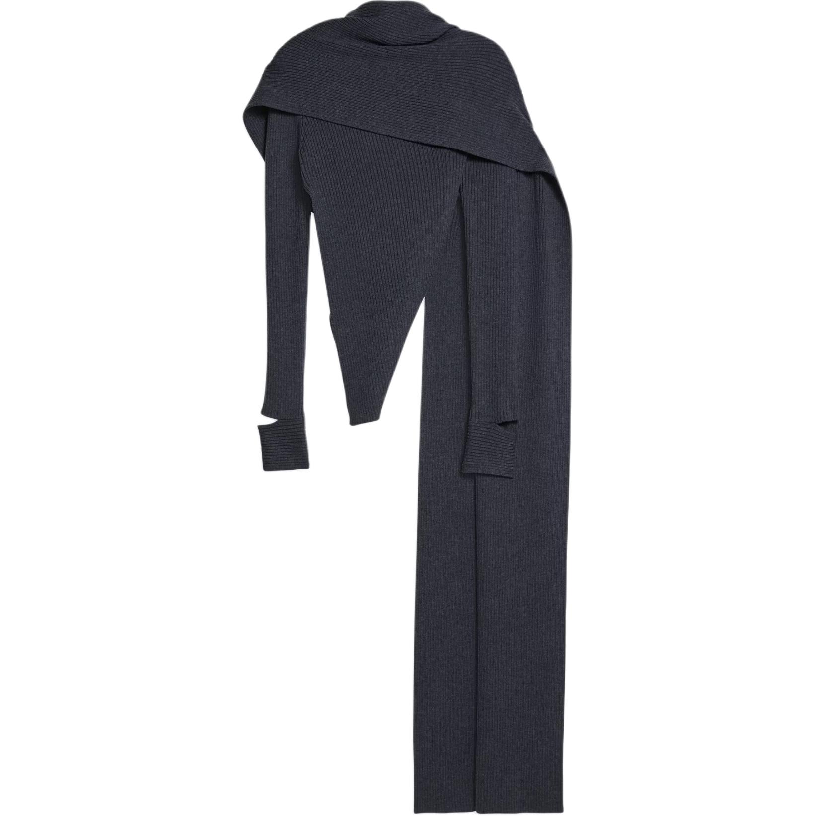 

Асимметричный топ с рюшами и рубчиками Helmut Lang, Marine Mixed Color