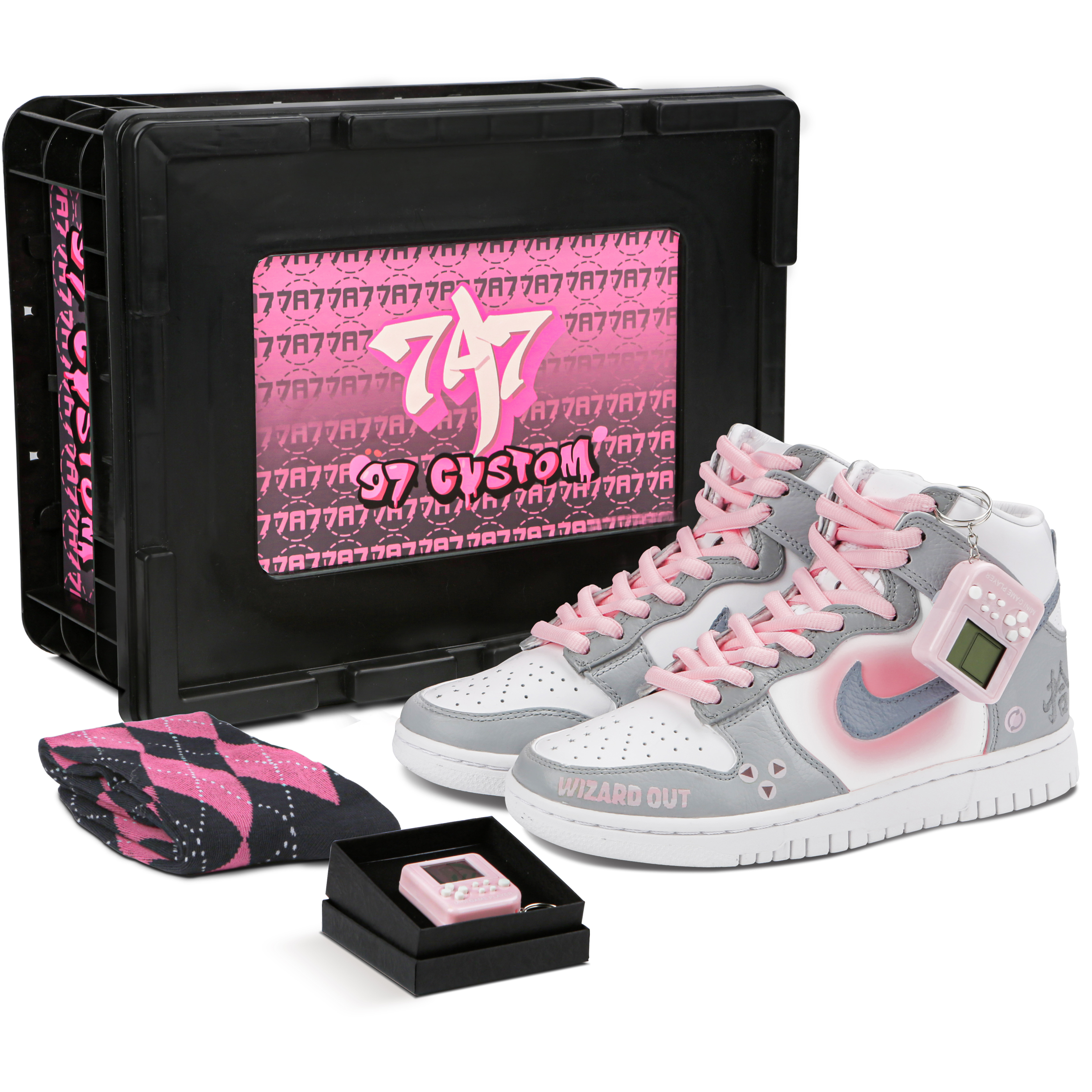 

Кроссовки Nike Dunk Skateboard Shoes Unisex High-Top White Gray Pink