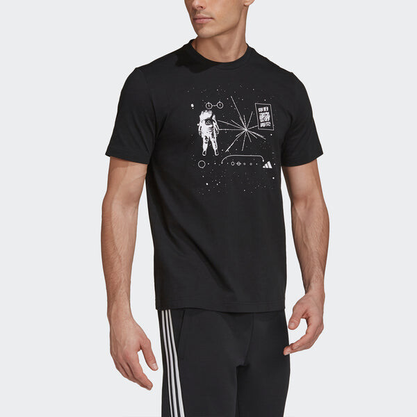 Футболка ub gfx t illu 1 sports stylish casual sports round neck short sleeve black Adidas, черный — фото 4