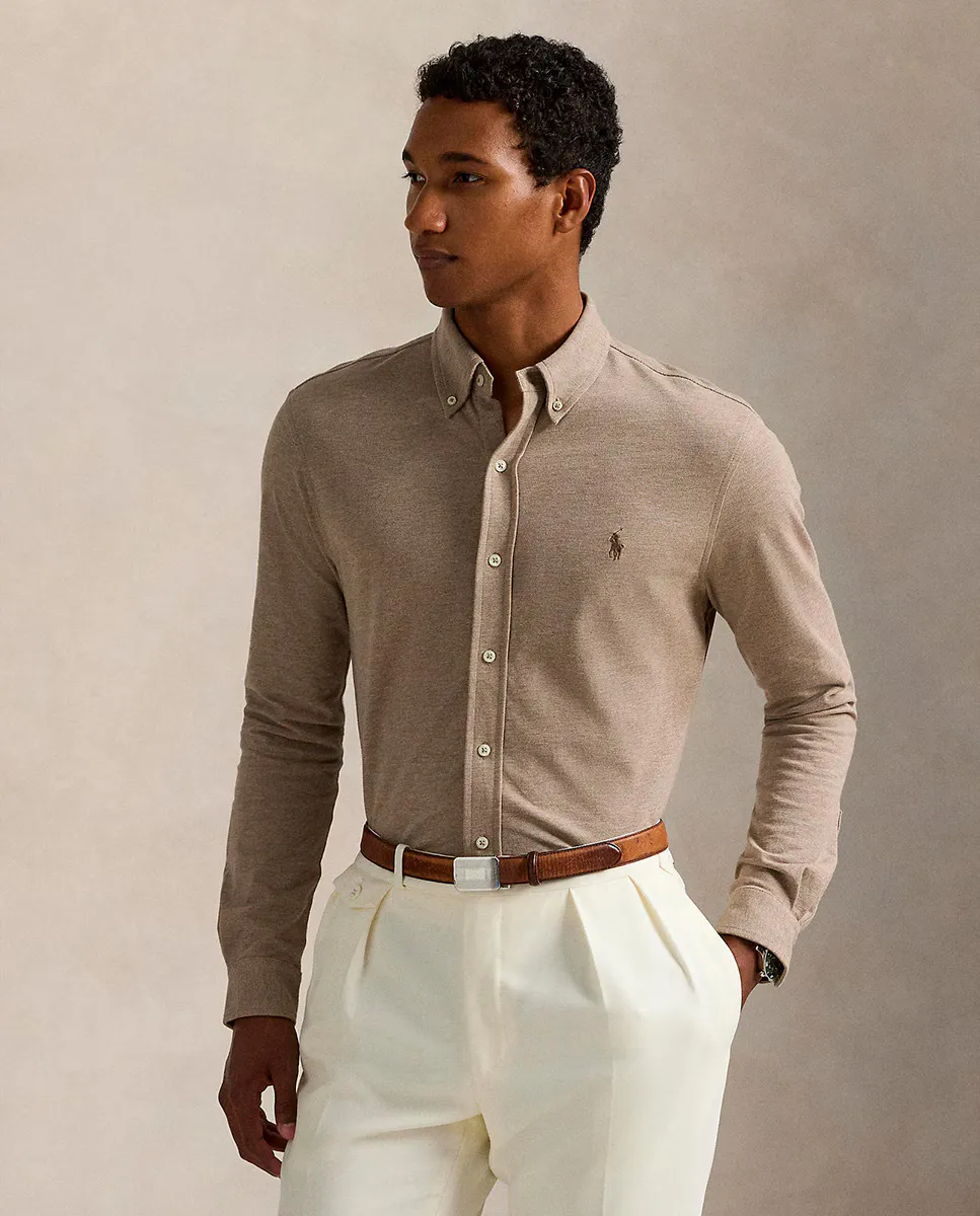 

Мужская рубашка из пике стандартного кроя Polo Ralph Lauren, коричневый