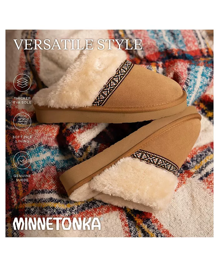 Женские замшевые тапочки Corie с потертостями Minnetonka, коричневый — фото 3