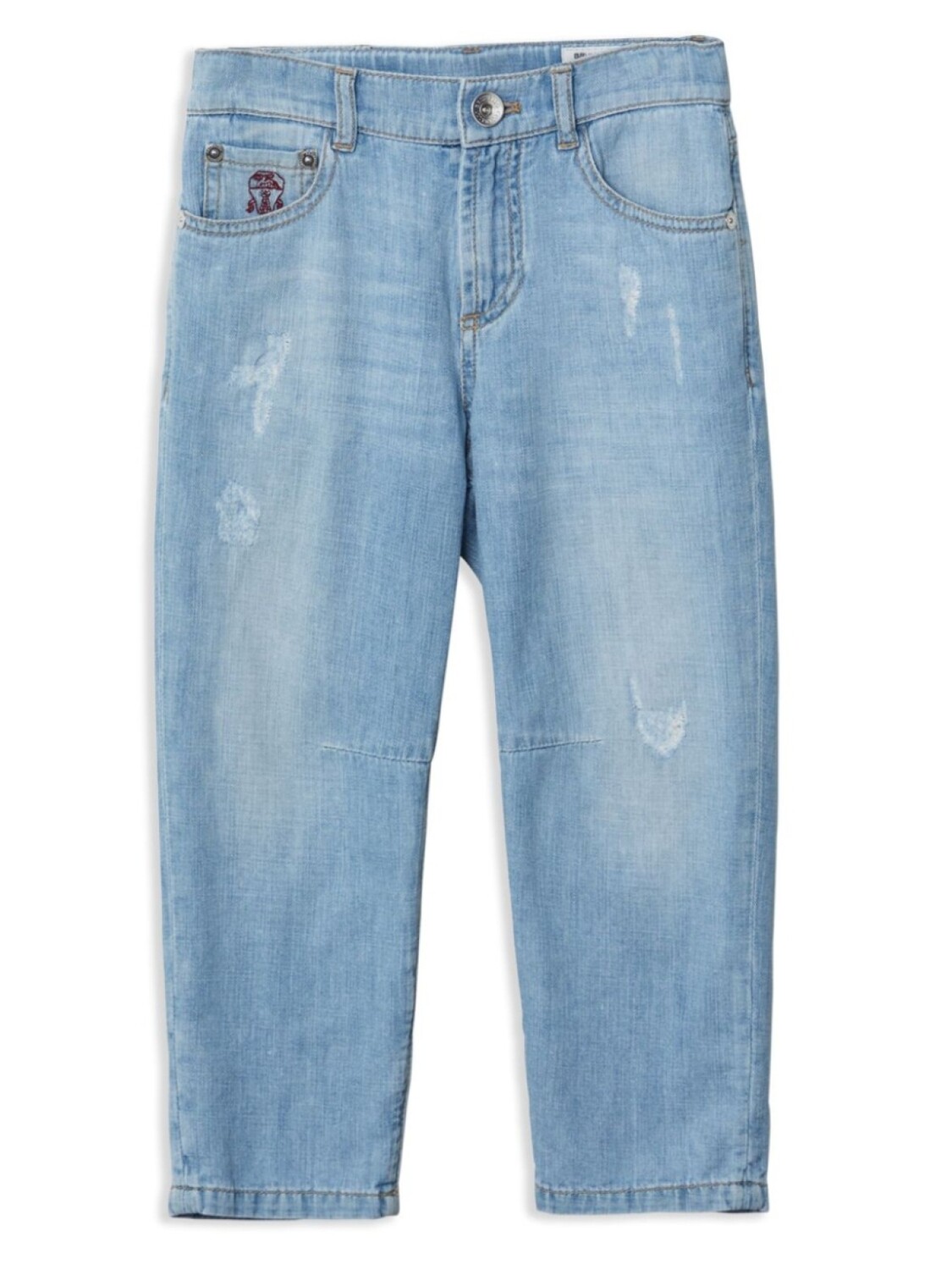 

Brunello Cucinelli Kids прямые джинсы с эффектом потертости, синий