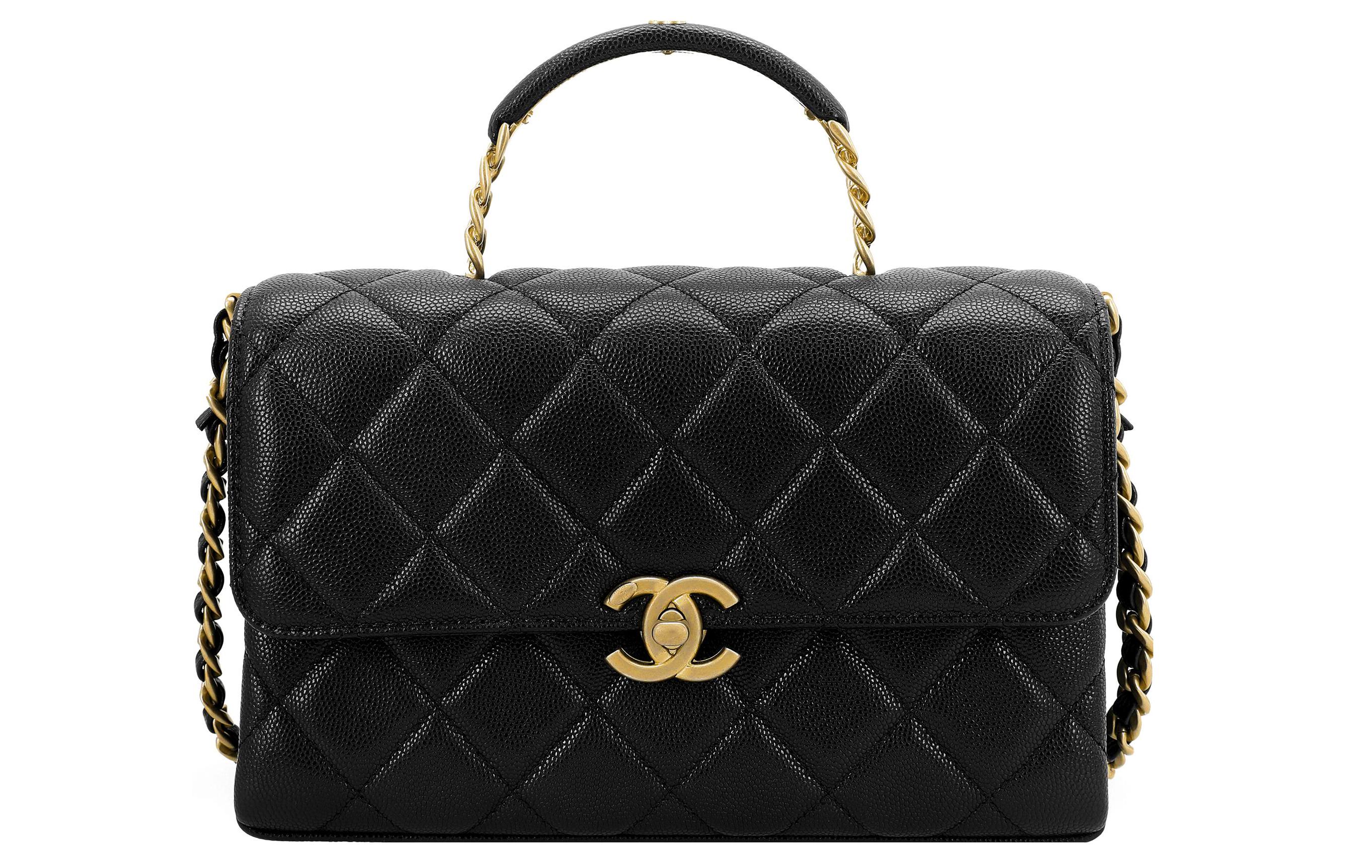 

CHANEL Сумка через плечо из зерненой телячьей кожи черная женская маленькая