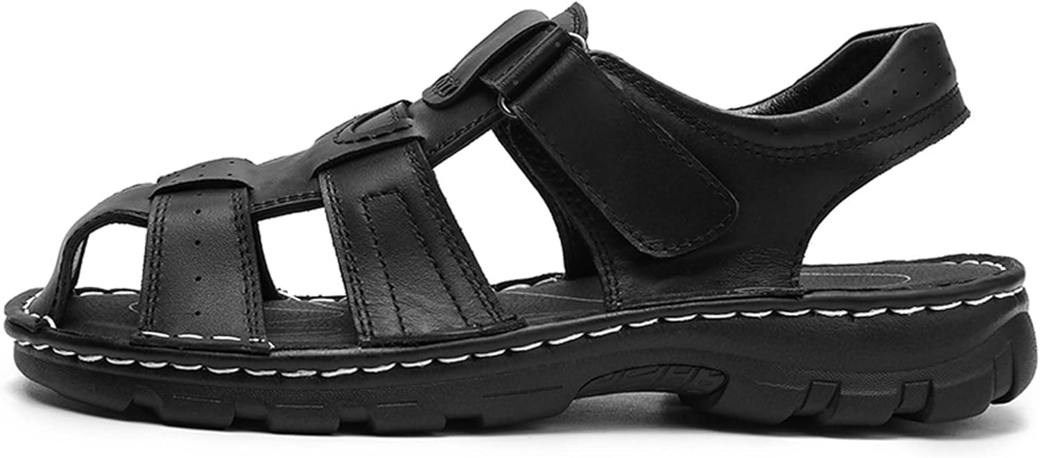 

Мужские премиальные кожаные сандалии Vtiao, мужские сандалии, подошва MD Sport, противоскользящие, износостойкие, прочные, мягкие и удобные, легкие и дышащие, черный