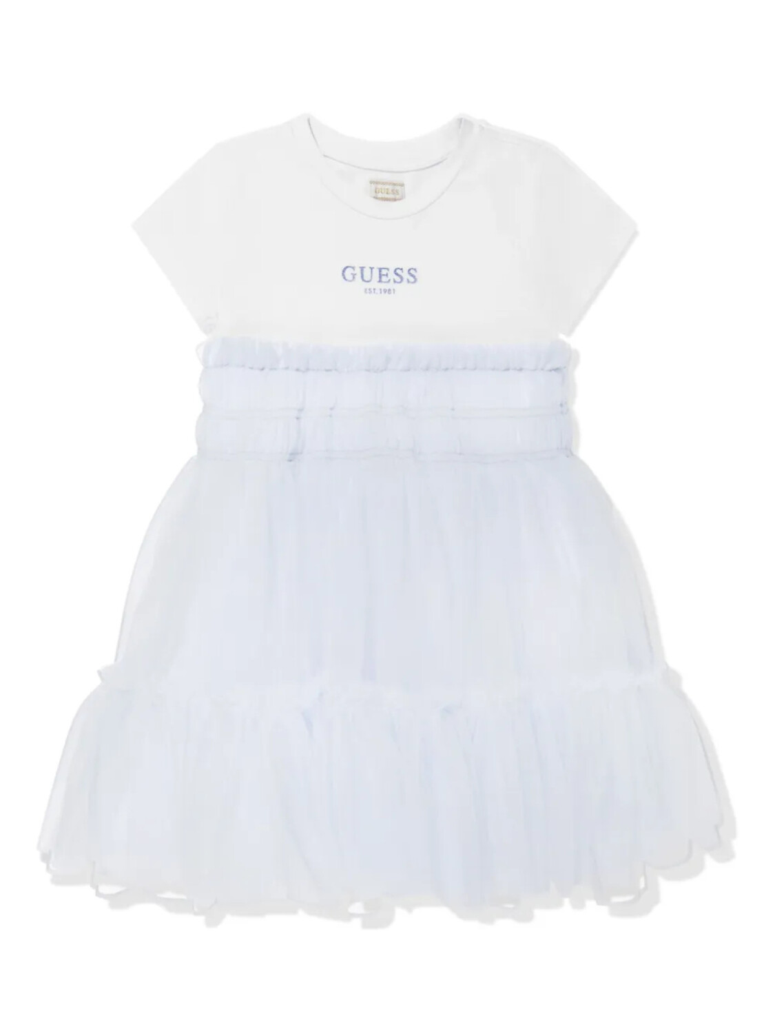 

Guess Kids детское платье с логотипом и принтом, белый