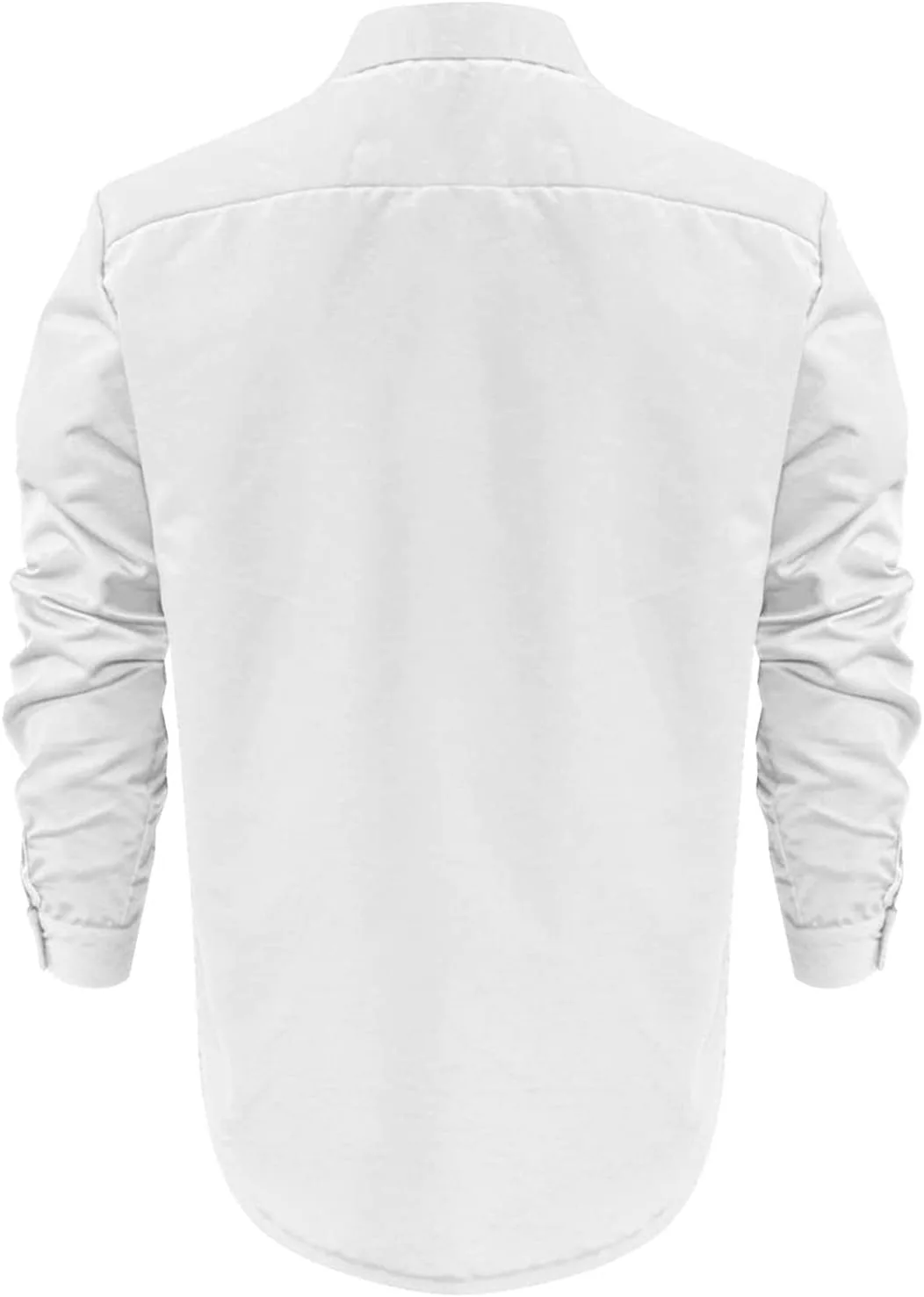 Мужская рубашка с длинным рукавом из хлопка и льна, casual, с закатанными рукавами — фото 3