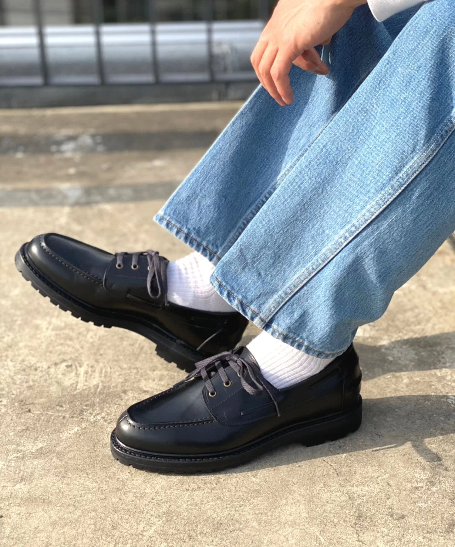 Мужские кожаные мокасины Jalan Sriwijaya BOAT SHOES чёрные