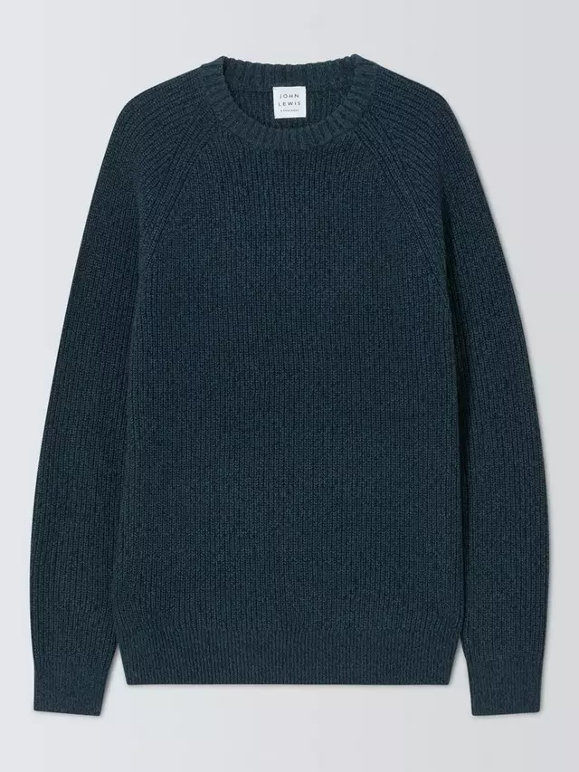 

Джемпер John Lewis Cotton Knit Rib Crew Neck Fisherman's, цвет navy/orion