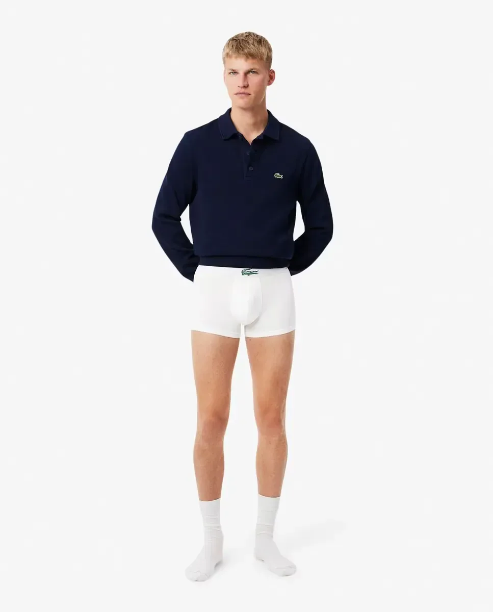 Набор из 3 хлопковых трусов с логотипом на поясе Lacoste, белый — фото 4