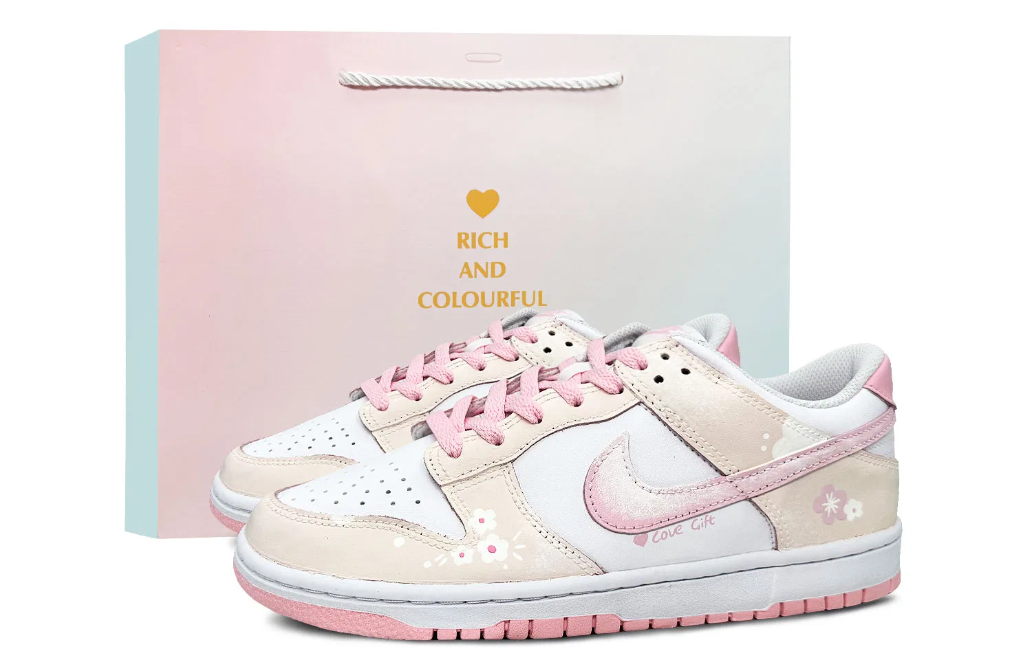 Детские скейтбордические кроссовки Dunk для младших классов Nike, Pink White (Special Shopping Bag)
