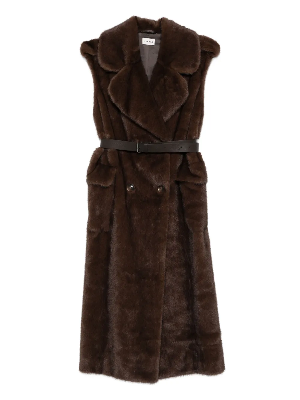 

Двубортный жилет с поясом P.A.R.O.S.H., коричневый