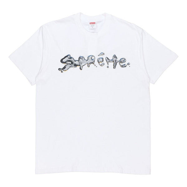 

Футболка fw18 liquid tee white silver logo short sleeve Supreme, белый