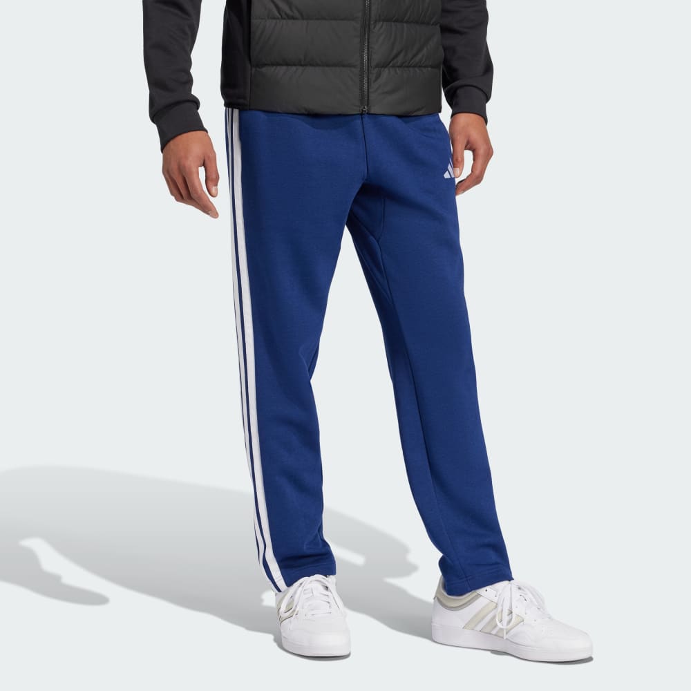 Спортивные брюки Adidas Essentials 3-Stripes Open Hem Fleece Pants, цвет Dark Blue/White — фото 3