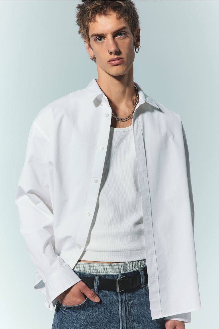 

Рубашка свободного кроя H&M, белый