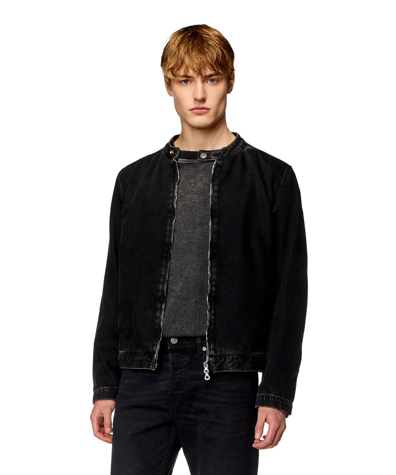Мужская куртка на молнии, черная джинсовая, D-GLORY JACKET