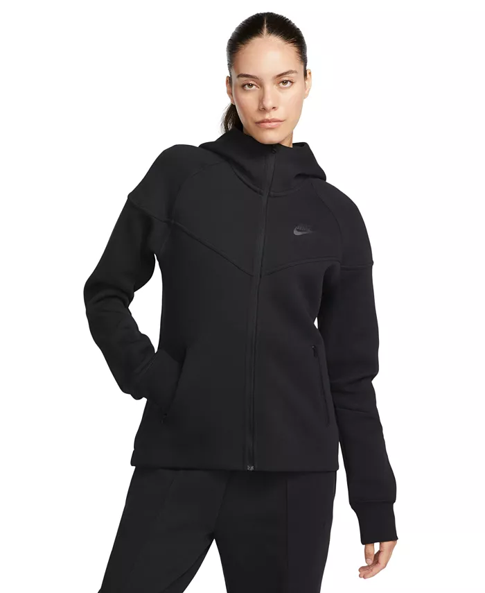 

Женская спортивная толстовка Tech Fleece Windrunner с капюшоном на молнии Nike, черный