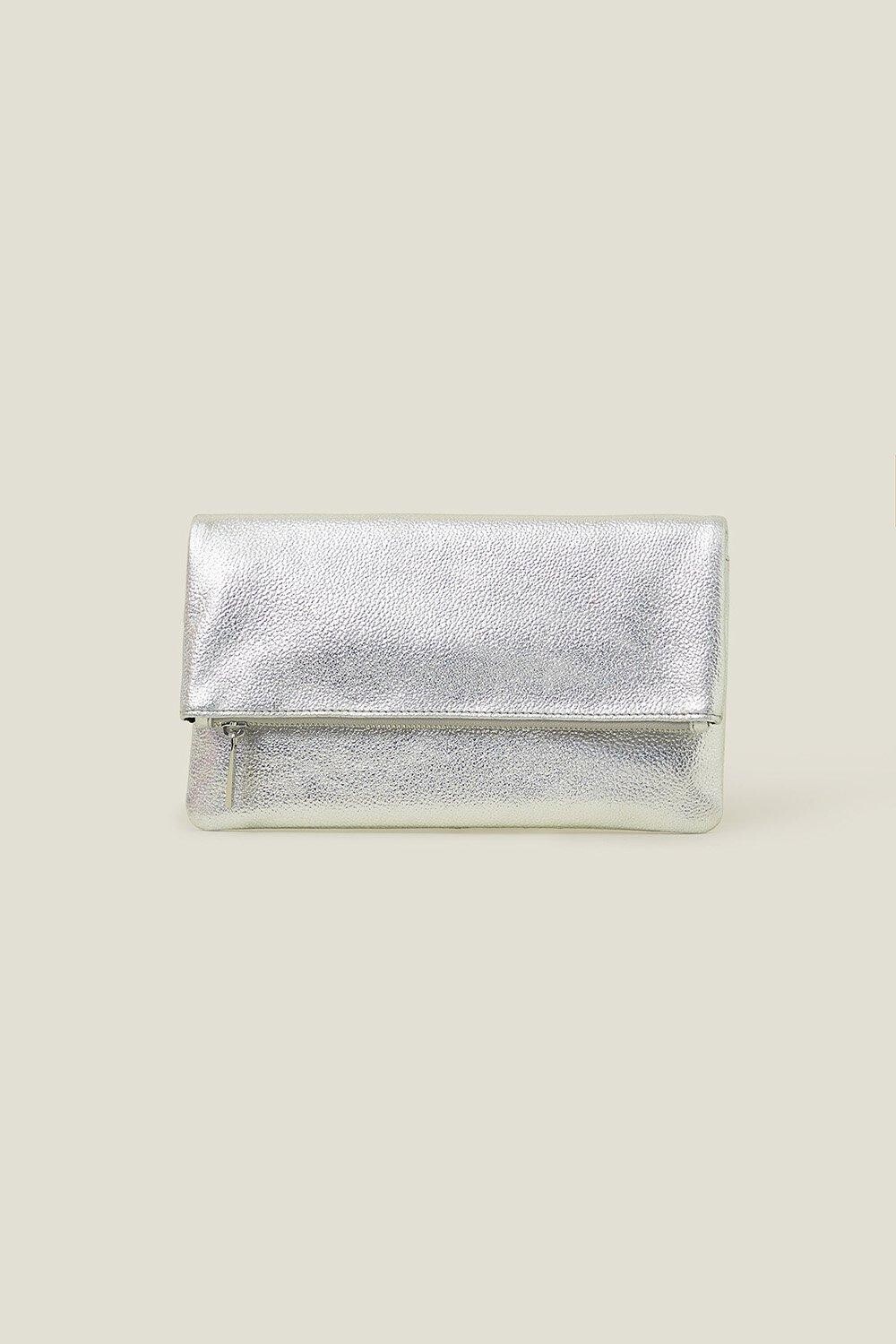 

Кожаный складной клатч Accessorize, серебро