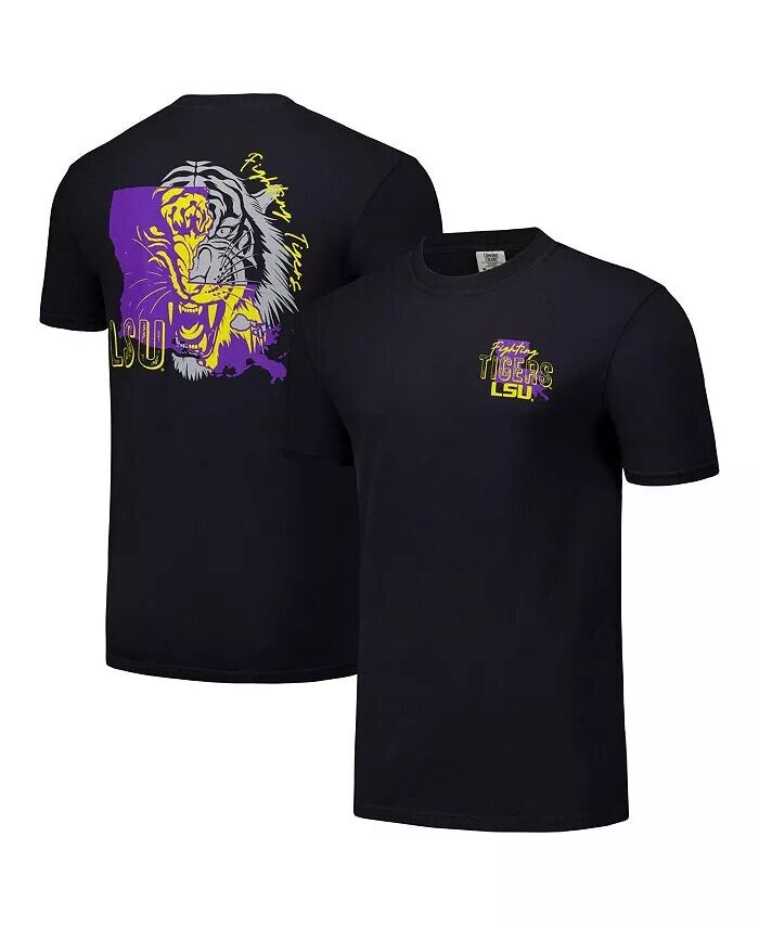

Мужская и женская черная футболка LSU Tigers Hyper Local с двухцветным талисманом штата Image One