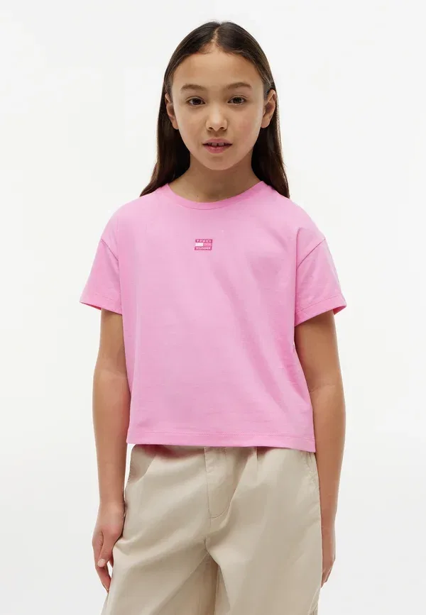 Футболка Tommy Hilfiger Tonal flag basic t-shirt, розовая маргаритка