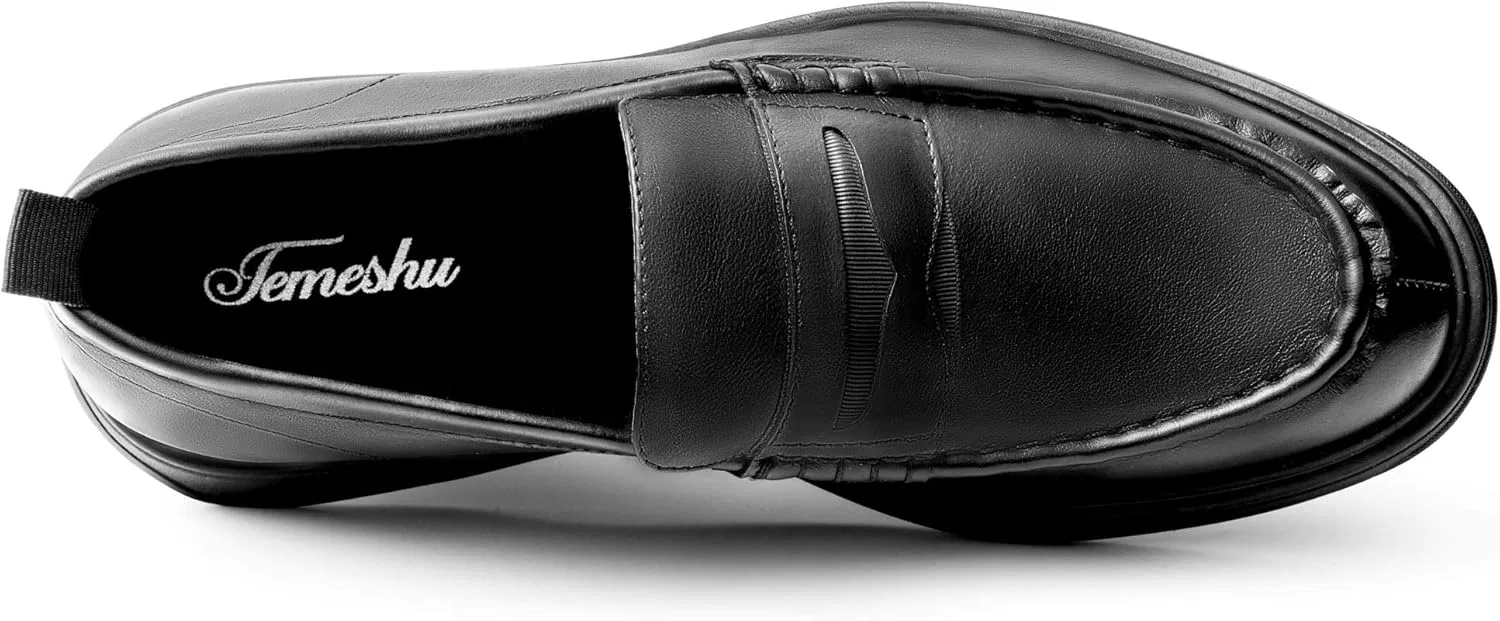 Мужские кожаные классические лоферы без шнурков Temeshu, Black — фото 4