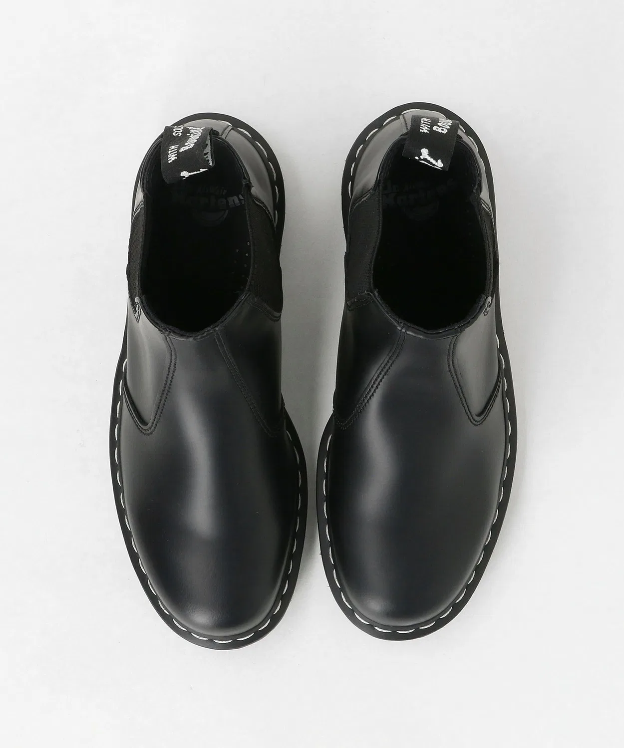Челси-ботинки Dr.Martens 2976 с белой строчкой, кожа, чёрные — фото 4
