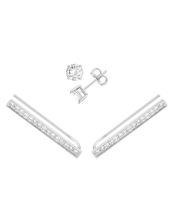 

А теперь эта серьга-гвоздик с кубическим цирконием и паве из серебряной пластины Essentials, silver