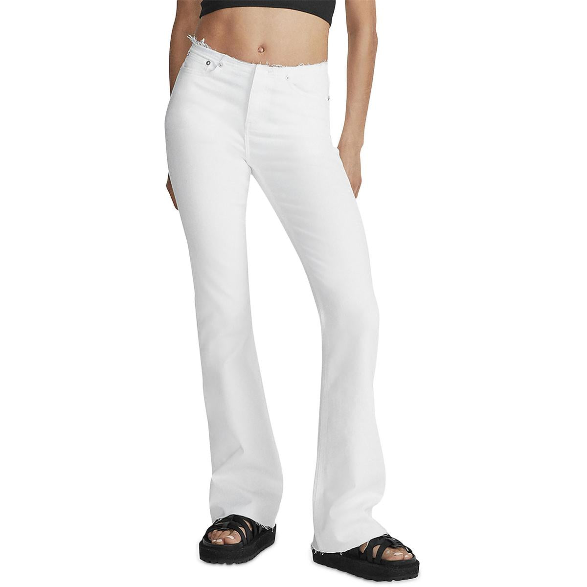 

Женские хлопковые расклешенные джинсы с карманами rag & bone, цвет optic white