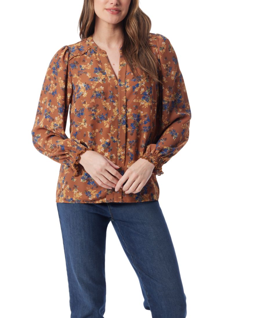 

Женская плиссированная блузка с принтом Gloria Vanderbilt, Maple Syrup - Market Flower