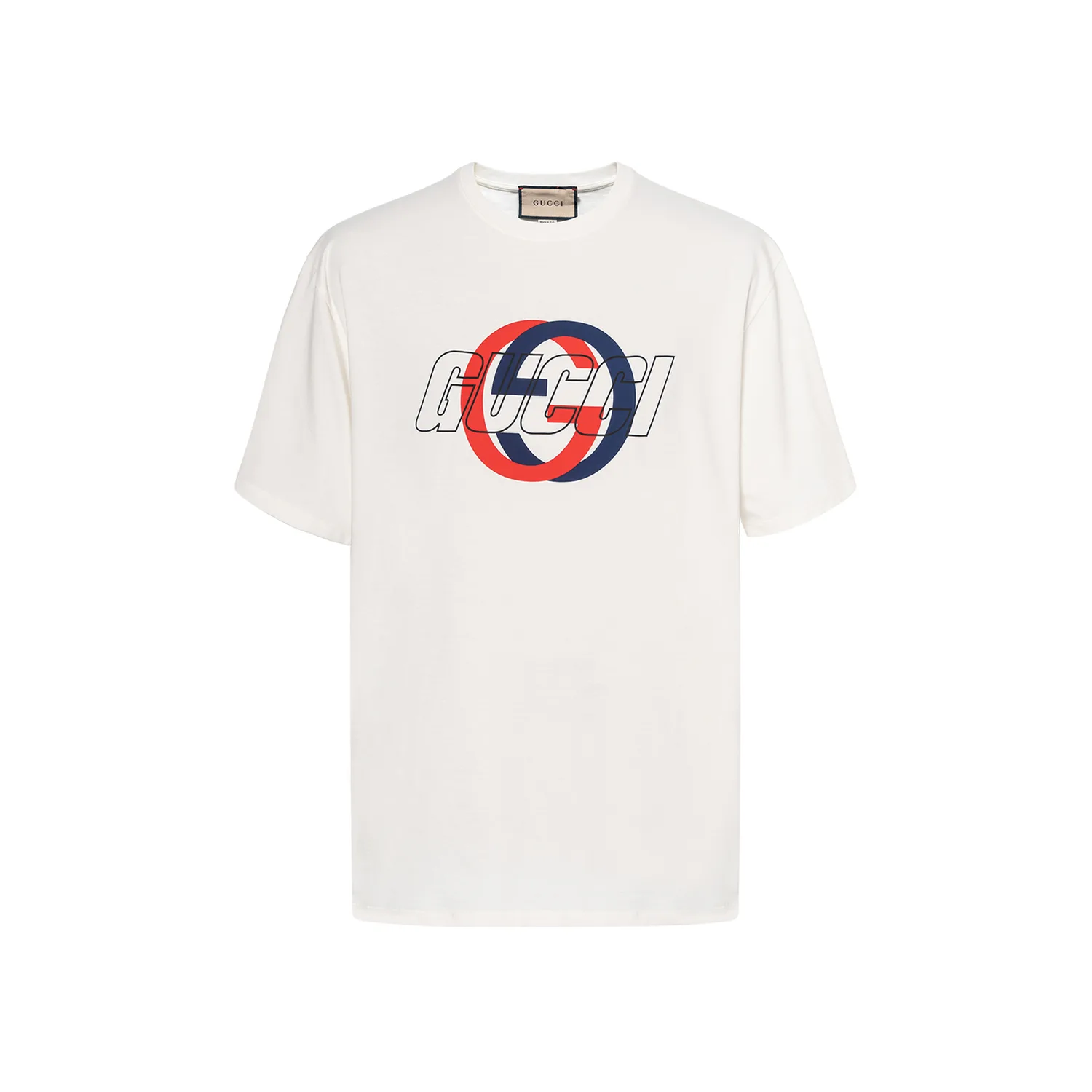 Футболка Gucci Interlocking G Printed Cotton, экрю — фото 4