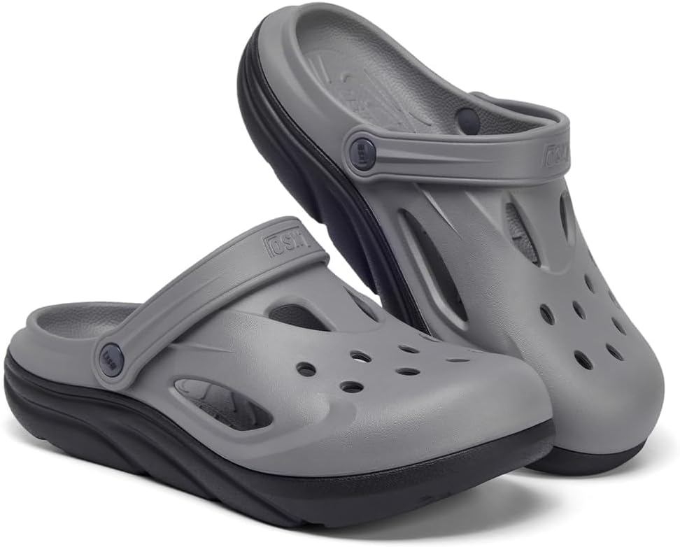 

Мужские ортопедические сабо, садовая обувь, спортивные сандалии, поддержка свода стопы, обувь без задника, и пляжные тапочки, ортопедические шлепанцы для восстановления при подошвенном фасците Lxso, черный/серый