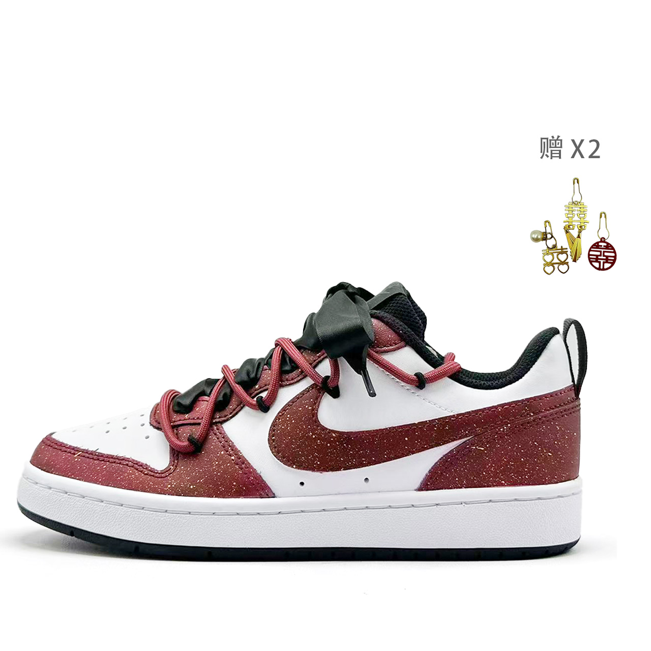

Nike Кроссовки Court Borough Low 2 Slip Resistant Abrasion Resistant Low top Skateboard Shoes Red Kids'