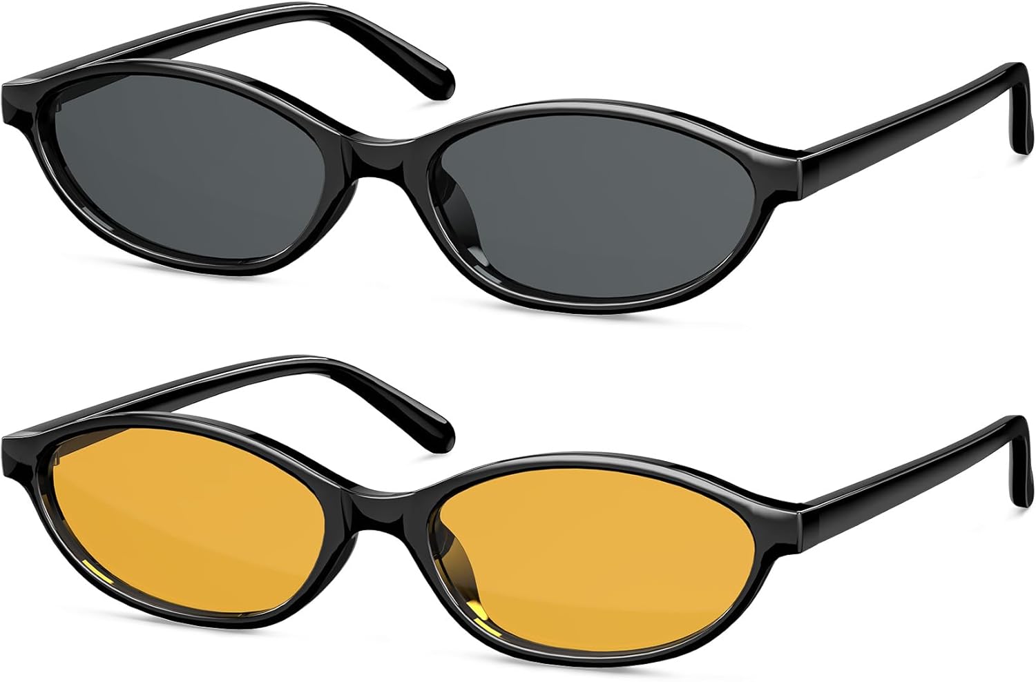 

Ретро-солнцезащитные очки овальной формы для женщин, очки «кошачий глаз»: стильные солнцезащитные очки в стиле 90-х, легкие и модные QALLY, (2 Pack)black/Grey+black/Orange