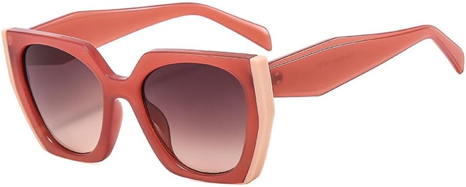 

Популярные модные солнцезащитные очки «кошачий глаз» в форме многоугольника для женщин, винтажные, с прозрачным градиентом, защита от УФ-излучения UV400, двухцветные солнцезащитные очки для мужчин TYUVIVO, Red Beige Tea