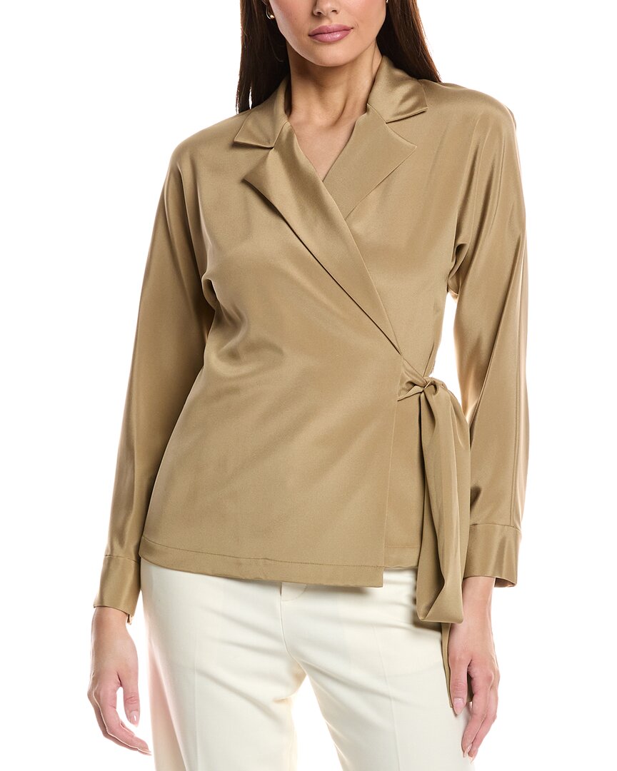 

Lafayette 148 New York Долман Обертывающая Шелковая Смесовая Рубашка-Жакет, коричневый