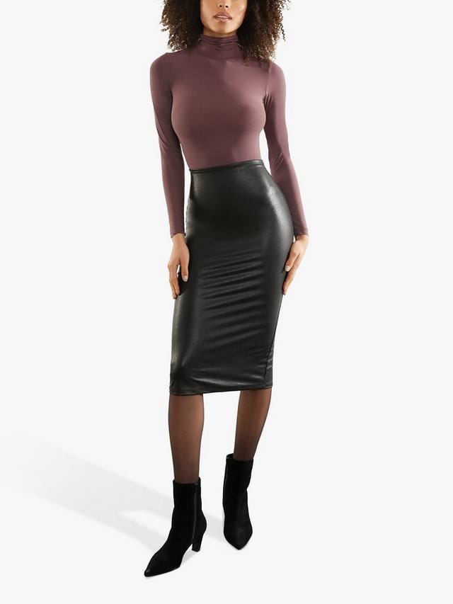 

Юбка миди из искусственной кожи с гладкой текстурой Commando, Black