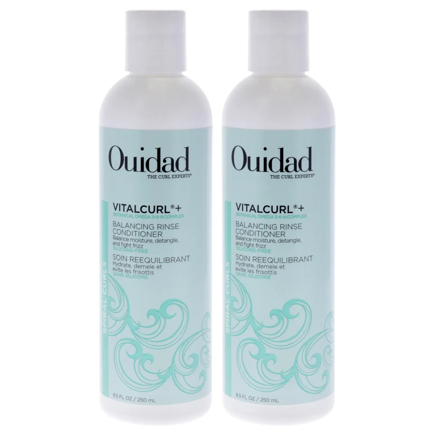 Кондиционер для волос VitalCurl Plus Balancing Rinse Conditioner от Ouidad, подходит для мужчин и женщин - 240 мл (8,5 унций) - упаковка из 2 штук, белый