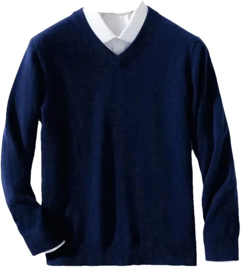 

Мужской вязаный свитер с V-образным вырезом