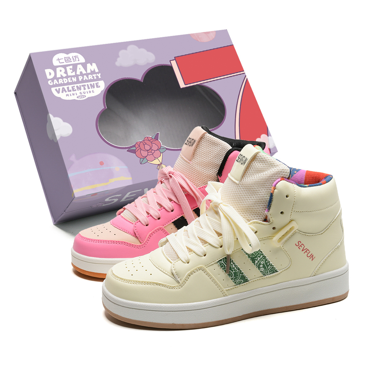 

7 SEVFUN Высокие скейтерские кроссовки унисекс подарочный набор - непарные, цвет Mismatched