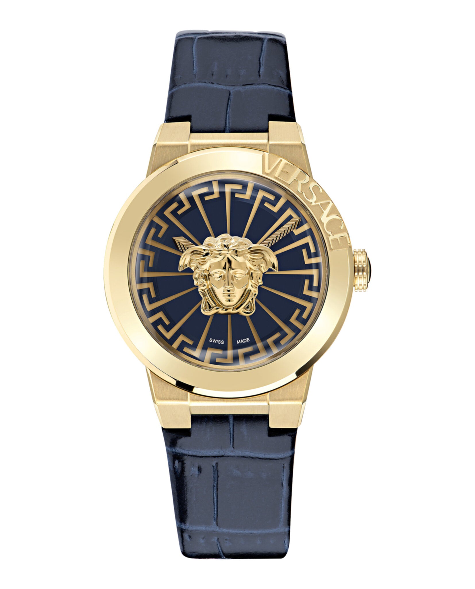 

Часы Medusa Infinite из кожи Versace, цвет blue/ip yellow gold/blue