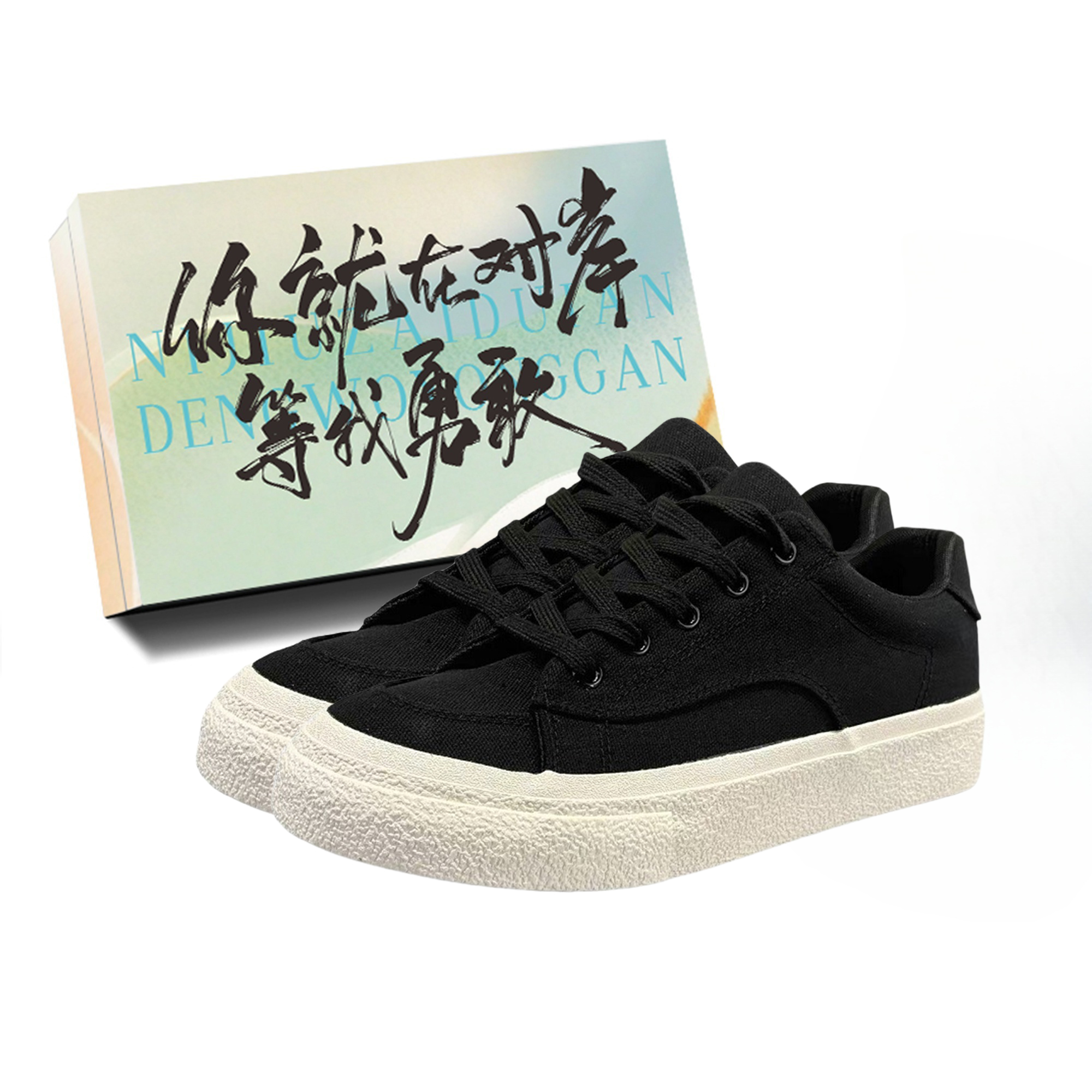 

Мужские дышащие низкие кроссовки для скейтбординга JimiXiong, Black+Box