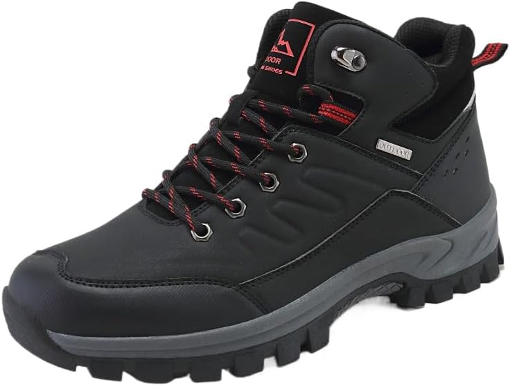 

Широкие мужские ботинки для походов и работы, удобные мужские ботинки - водонепроницаемые, с поддержкой свода стопы, просторным носком, противоскользящие, легкие, дышащие, износостойкие Hhhchpm, черный