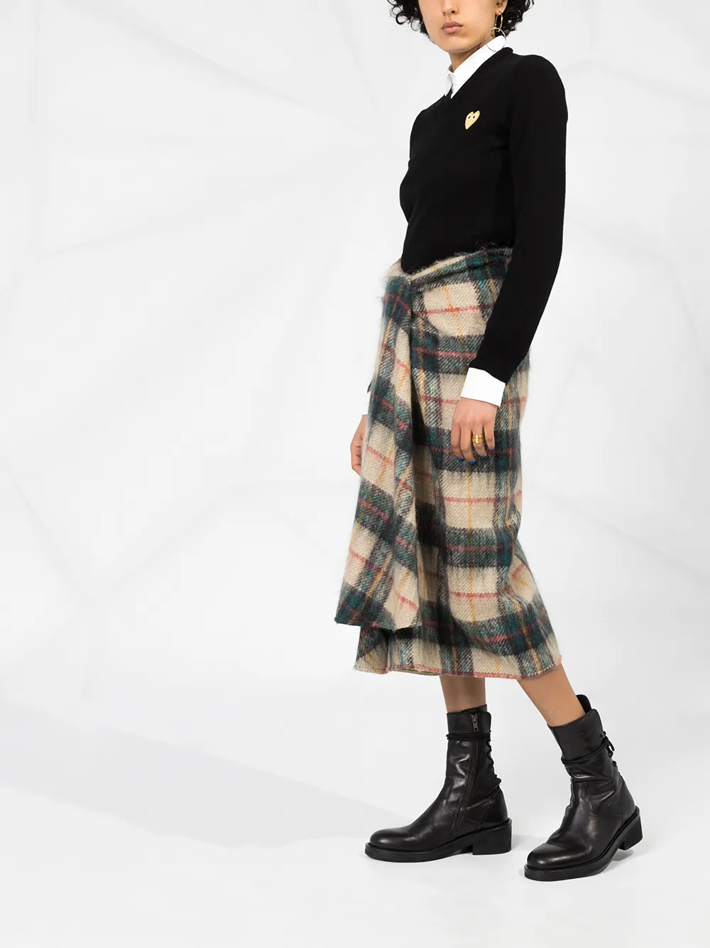 Шерстяной свитер с V-образным вырезом Comme Des Garçons Play, черный — фото 4