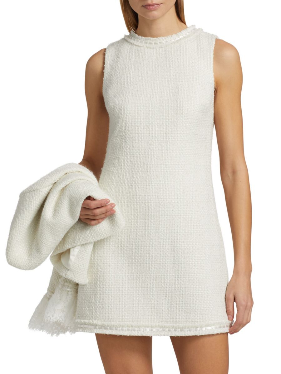 

Мини-платье без рукавов из твида Coley Alice + Olivia, цвет Off White Oatmeal