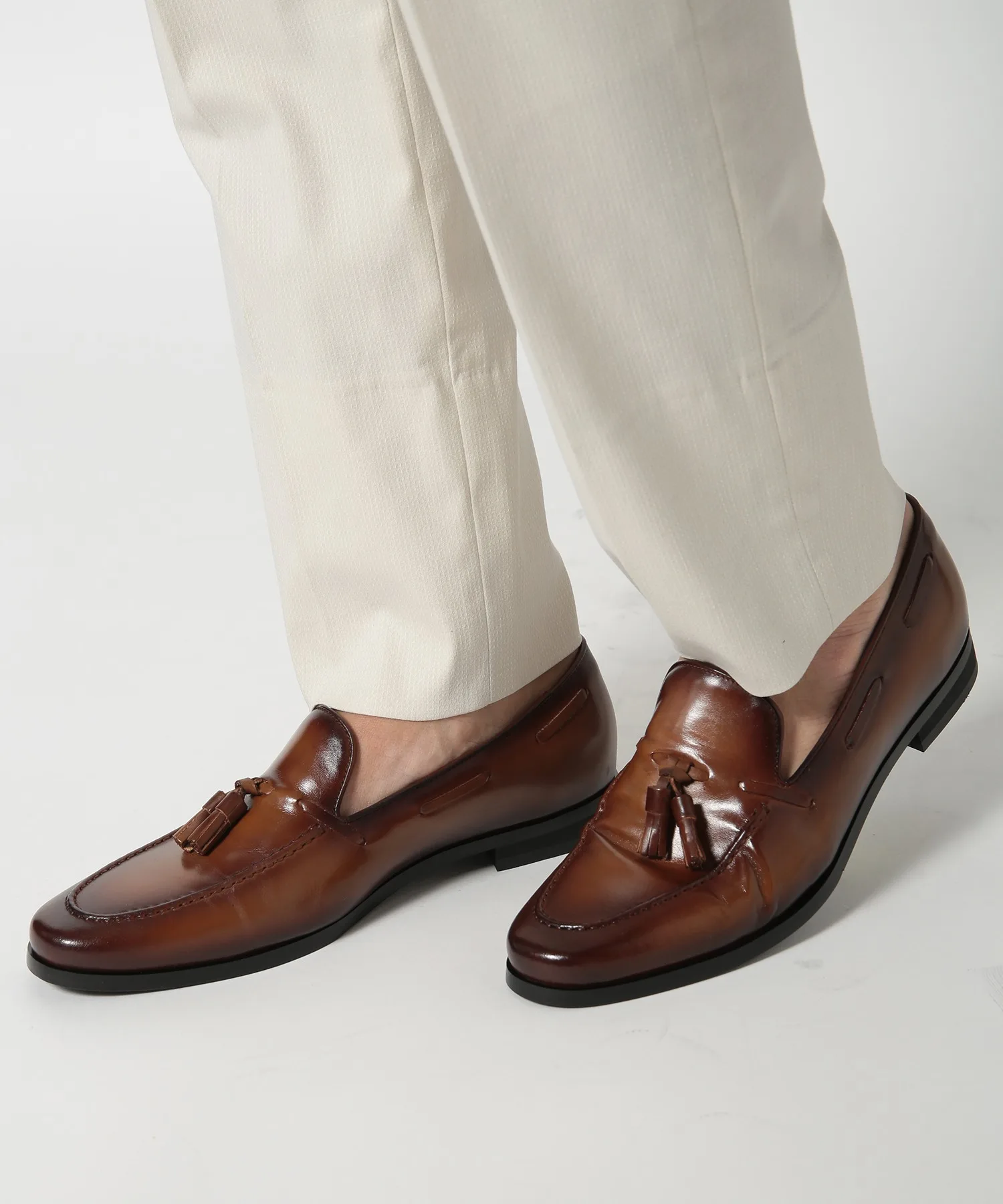 Мужские лоферы из натуральной кожи с кисточкой Real Leather Tassel Loafer MEN'S BIGI тёмно-синие — фото 2