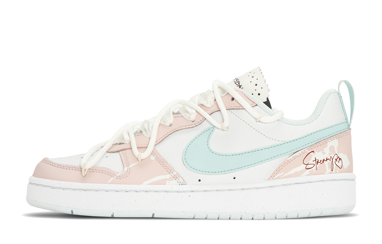 

Nike Court Borough Low Recraft Bg противоскользящие износостойкие низкие детские скейтбординг кроссовки pink green для подростков