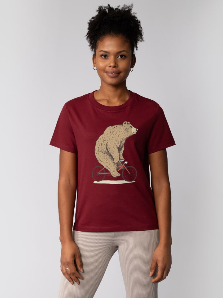 

Футболка с медведем-велосипедистом бордового цвета wat Apparel, Красный, Футболка с медведем-велосипедистом бордового цвета wat Apparel