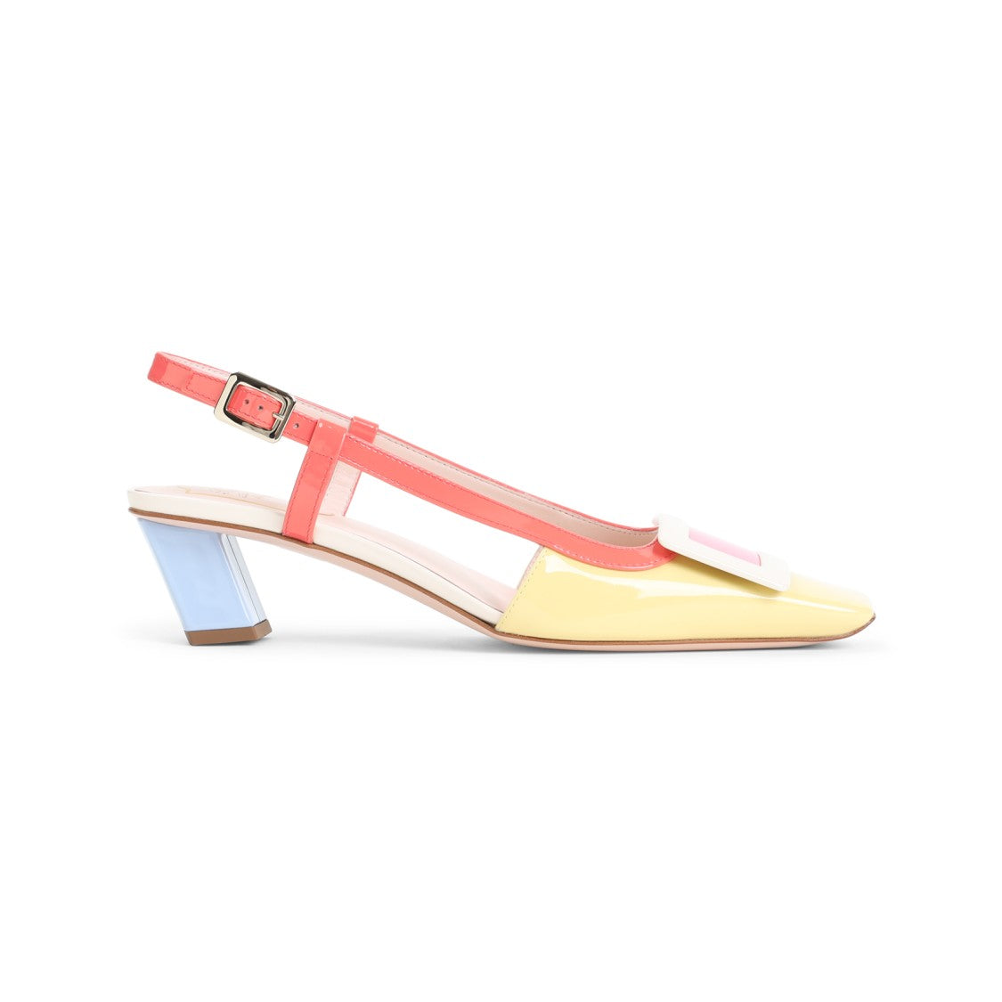 Цветные лаковые туфли-лодочки из телячьей кожи Roger Vivier, мультиколор