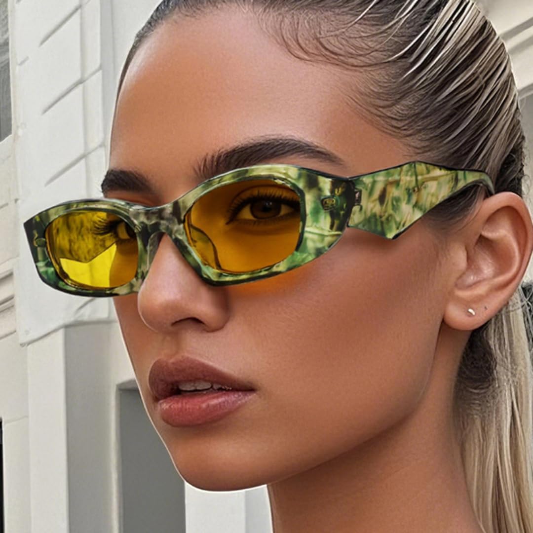 

Популярные модные солнцезащитные очки «кошачий глаз» в форме многоугольника для женщин и мужчин, винтажные солнцезащитные очки с защитой от УФ-излучения UV400 UATXTAU, Black Purple